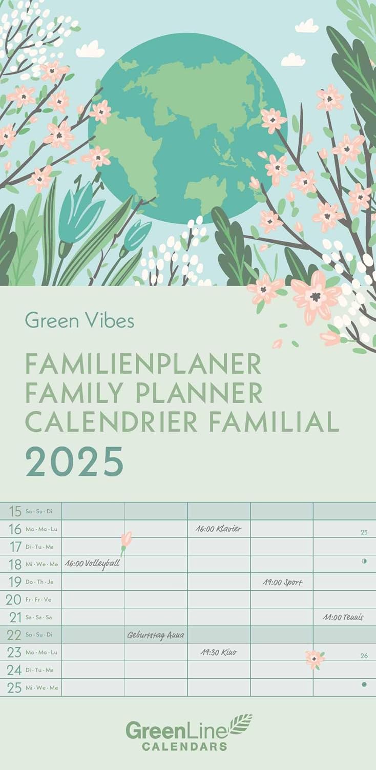 Obrázok 2025 Green Vibes Family Planner