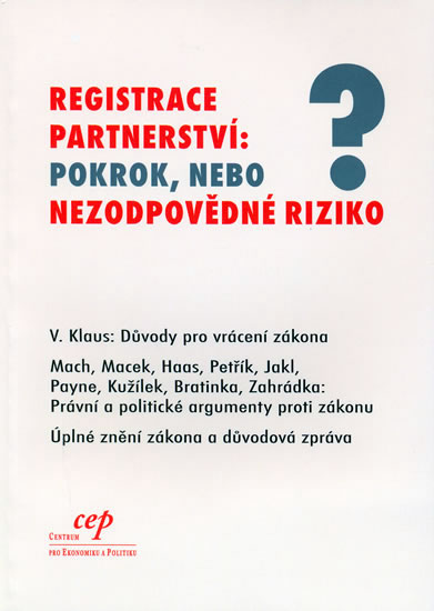 Obrázok Registrace partnerství : Pokrok, nebo  nezodpovědné riziko