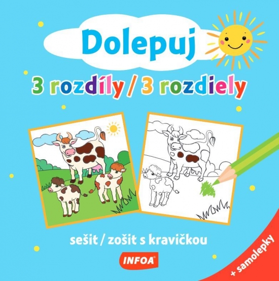 Obrázok Dolepuj 3 rozdiely - zošit s kravičkou + samolepky